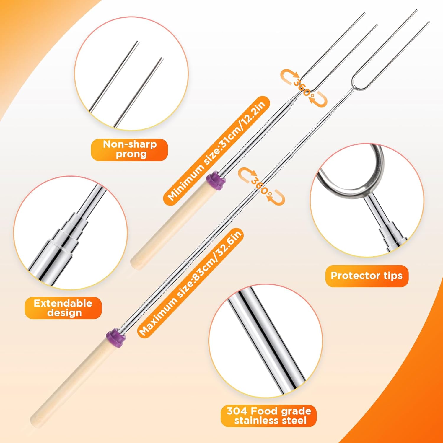 6 szt. Teleskopowe widelec do  – Corn Dog Stick recenzja i cena